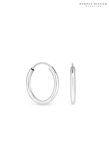 Simply Silver Silver Tone Polished Sleeper Hoops Earrings (N52837) | £18