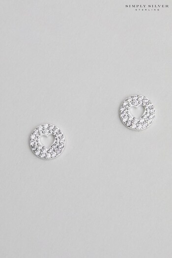 Simply Silver Sterling Silver Tone 925 Cut Out Heart Stud Earrings (N52845) | £25