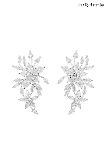 Jon Richard Silver Tone Crystal Starburst Earrings (N52854) | £30