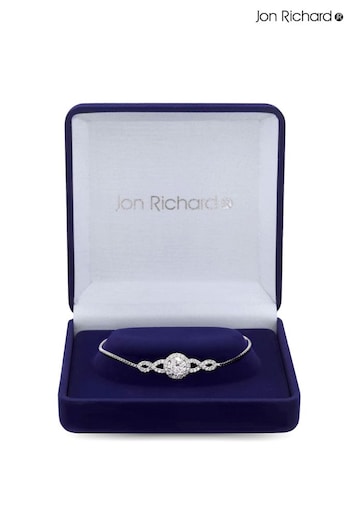 Jon Richard Silver Tone Cubic Zirconia Halo Infinity Crystal Toggle Bracelet in a Gift Box (N52855) | £35
