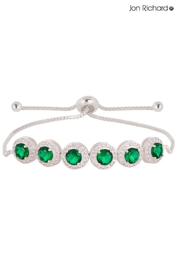 Jon Richard Green Plated Crystal Pink Station Toggle Bracelet (N52856) | £18