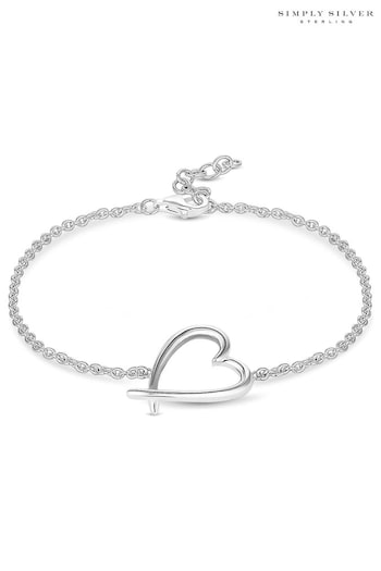 Simply Silver Silver Tone Polished Open Heart Bracelet (N52870) | £30