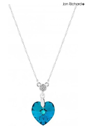 Jon Richard Silver Tone Blue Heart Short Pendant Necklace (N52876) | £25