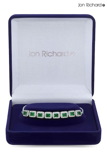 Jon Richard Silver Tone Emerald Cubic Zirconia Toggle Gift Boxed Bracelet (N52881) | £35