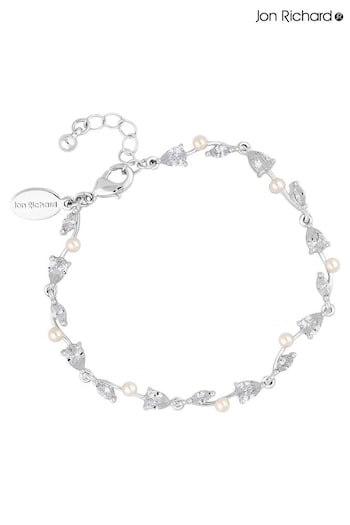 Jon Richard Silver Tone Cubic Zirconia Pearl Crystal Vine Pear Bracelet (N52888) | £30