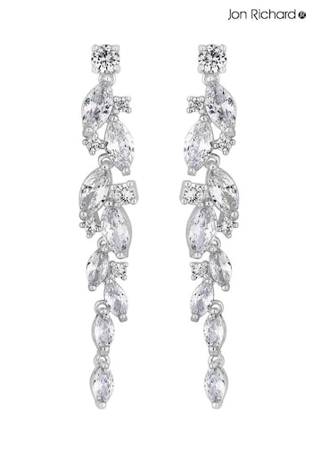 Jon Richard Silver Tone Clear Navette Charlotte Drop Earrings (N52935) | £35