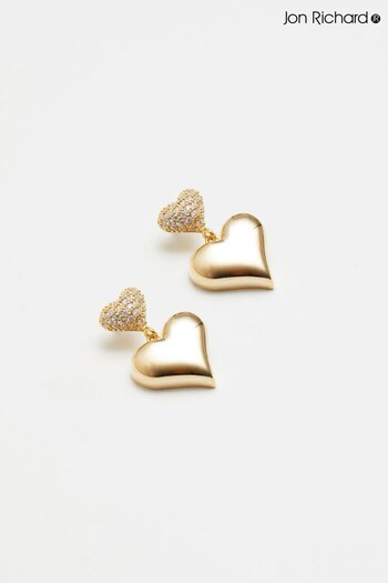 Jon Richard Gold Tone Cubic Zirconia Heart Earrings (N52974) | £20