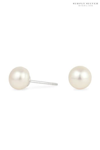 Simply Silver Silver Tone 8mm Fresh Water Pearl Studs Earrings (N52985) | £20