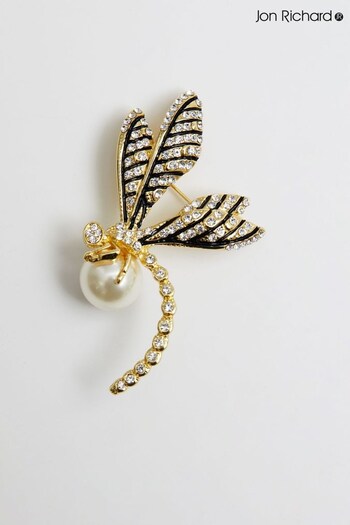 Jon Richard Gold Tone Dragonfly And Pearl Gift Boxed Brooch (N53014) | £26