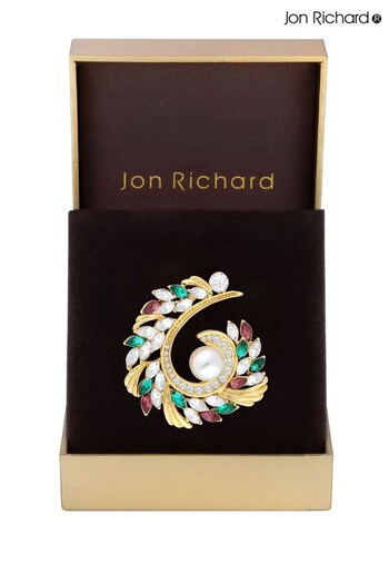 Jon Richard Gold Tone Multi Colour And Pearl Swirl Gift Boxed Brooch (N53015) | £28