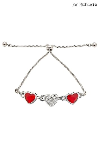 Jon Richard Red Heart Silver Plated Bracelet (N53027) | £20