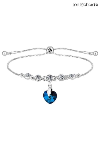 Jon Richard Blue Silver Plated Bermuda Heart Toggle Bracelet (N53028) | £26