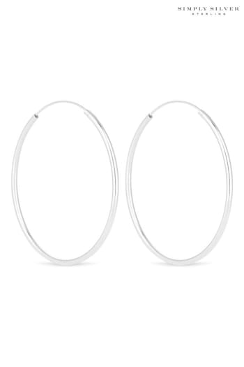 Simply Silver Sterling Silver 925 Large 50mm Hoop Earrings (N53039) | £30