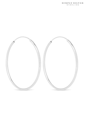 Simply Silver Sterling Silver 925 Large 50mm Hoop Earrings (N53039) | £30