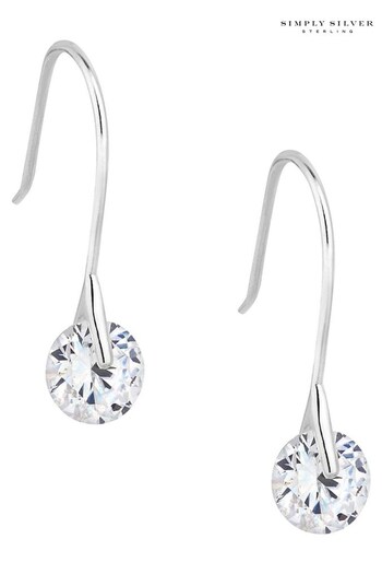 Simply Silver Silver Tone 925 with Cubic Zirconia Round Brilliant Drop Earrings (N53040) | £16