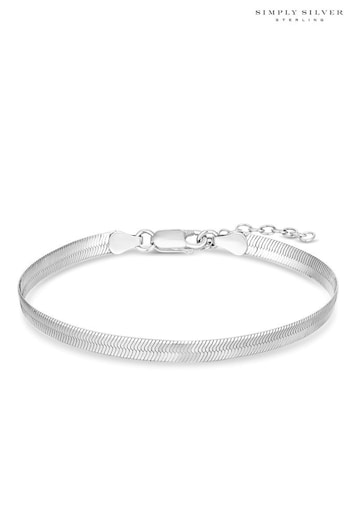 Simply Silver Sterling Silver Tone 925 Flat Snake Bracelet (N53077) | £45