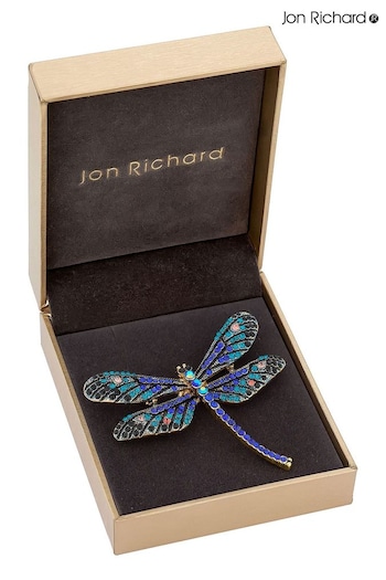 Jon Richard Blue Crystal Blue Pave Dragonfly Brooch - Gift Boxed (N53090) | £26