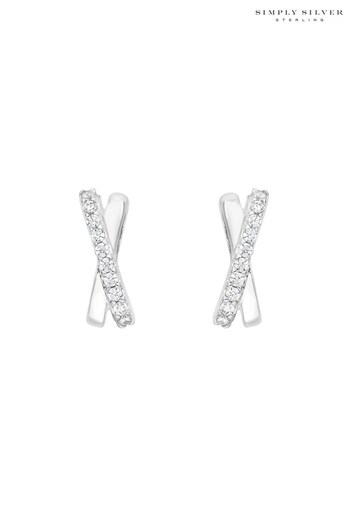 Simply Silver Silver Tone Cubic Zirconia Kiss Stud Earrings (N53112) | £25