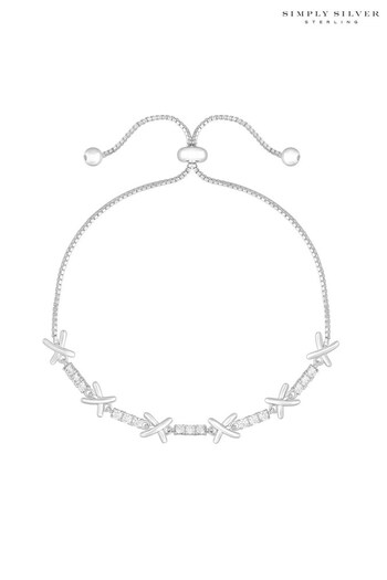 Simply Silver Sterling Silver Tone 925 Cubic Zirconia Kiss Toggle Bracelet (N53113) | £50