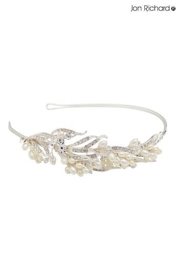 Jon Richard Silver Tone Pearl And Crystal Swirl Headband - Gift Pouch (N53116) | £50