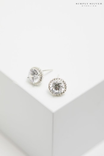 Simply Silver Sterling Silver 925 Cubic Zirconia Pave Surround Stud Earrings (N53138) | £25