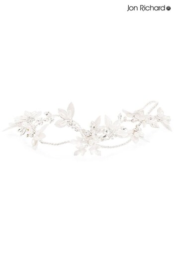 Jon Richard Silver Plated Gloria Cross Over Brushed Leaf And Pearl Gift Pouch Hair Vine (N53190) | £50