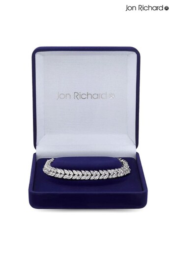 Jon Richard Silver Tone Cubic Zirconia Navette Leaf Gift Boxed Bracelet (N53222) | £55
