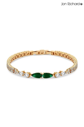 Jon Richard Gold Tone Cubic Zirconia Emerald Green Pear Gift Boxed Bracelet (N53225) | £60