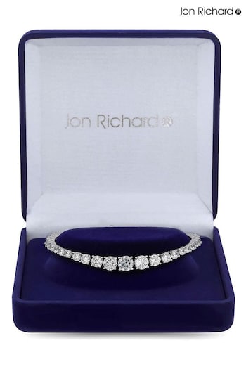 Jon Richard Silver Tone Cubic Zirconia Graduated Tennis Gift Boxed Bracelet (N53226) | £40