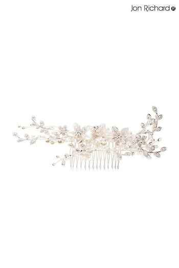 Jon Richard Silver Madeline Silver Texture Petal Maple Leaf Spray Gift Pouch Comb (N53229) | £45