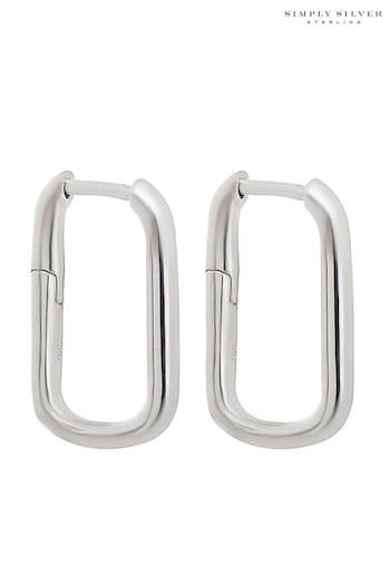 Simply Silver 925 Silver Mini Rectangle Hoop Earrings (N53263) | £25