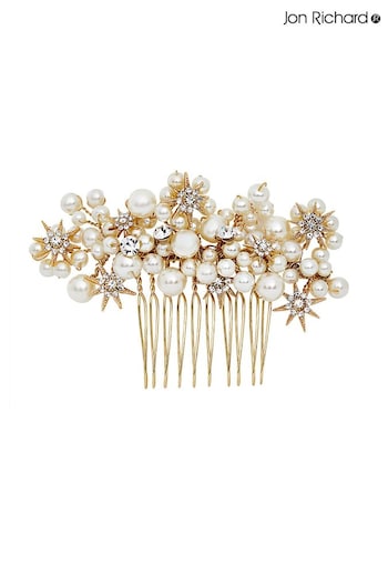 Jon Richard Gold Tone Star And Pearl Hair Comb - Gift Pouch (N53265) | £45