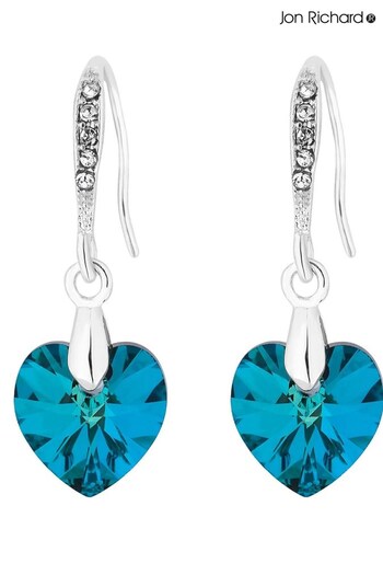Jon Richard Blue Heart Drop Earrings (N53275) | £25