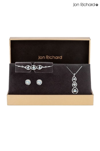 Jon Richard Silver Tone Opal Trio Gift Boxed Set (N53278) | £30