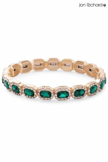 Jon Richard Green Emerald Crystal Rectangle Stretch Bracelet (N53289) | £22