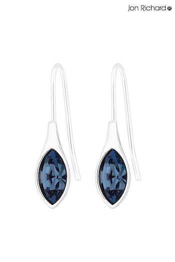 Jon Richard Blue Silver Plated Denim Polished Drop Earrings (N53302) | £20