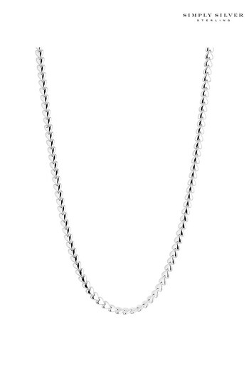 Simply Silver Silver Tone Heart Row Allway Necklace (N53310) | £40