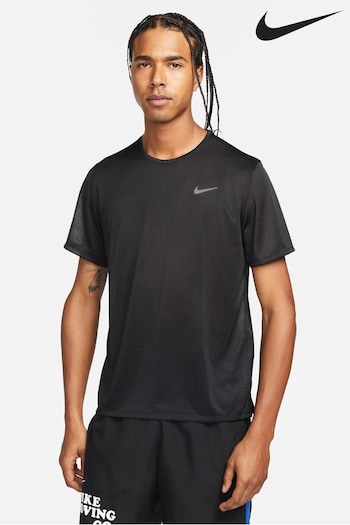 Nike Black Dri-FIT Miler Breathe Running T-Shirt (N53365) | £38