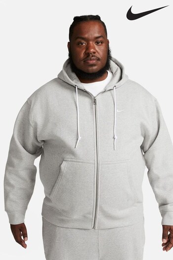 Nike Grey Solo Swoosh Full Zip Fleece Hoodie (N53388) | £100