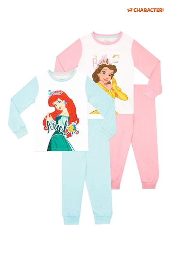 Character White Disney Belle and Ariel Pyjamas 2 Pack (N53480) | £28