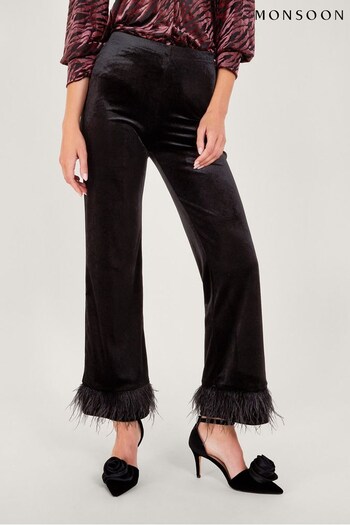 Monsoon Raegan Feather Black Trousers (N53492) | £85