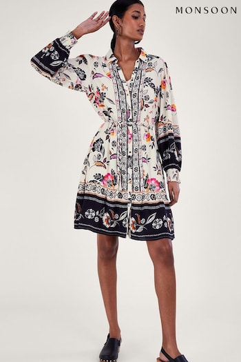 Monsoon Natural Floral Shirt Dress (N53498) | £90