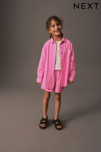 Bright Pink Shirt And Shorts Co-ord Set (3-16yrs) (N53600) | £18 - £24