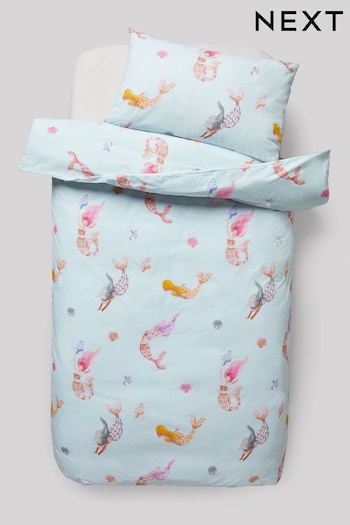 Soft Blue Mermaids 100% Cotton Duvet Cover And Pillowcase Set (N53616) | £18 - £28