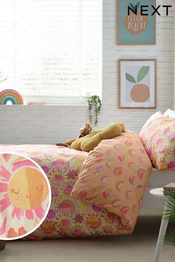 Multi Fluro Sunshine 100% Cotton Printed Bedding Duvet Cover and Pillowcase Set (N53620) | £20