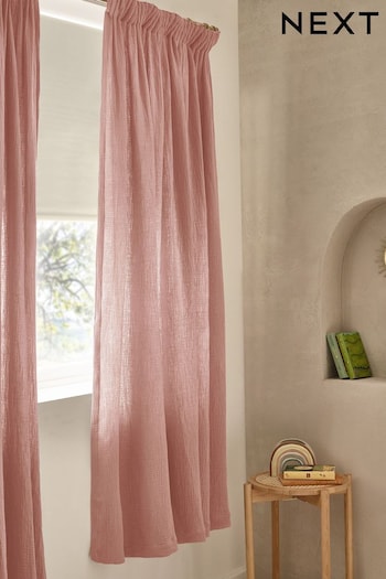 Modern Pink 100% Cotton Crinkle Pencil Pleat Curtains (N53676) | £25 - £55