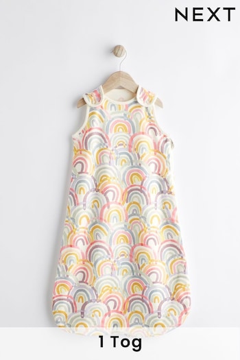 White Rainbow Print 1 Tog  Baby 100% Cotton Sleep Bag (N53692) | £24 - £28