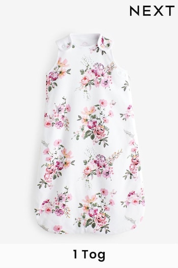 White Pink Floral west 100% Cotton 1 Tog Sleep Bag (N53696) | £24 - £28