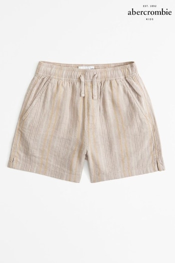 Abercrombie & Fitch Natural Knitted Stripe Short Sleeve Linen Jean-Michel Shorts (N53699) | £29