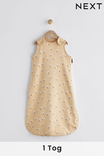 Ochre Yellow Daisy Baby 100% Cotton 1 Tog Sleep Bag (N53703) | £26 - £30